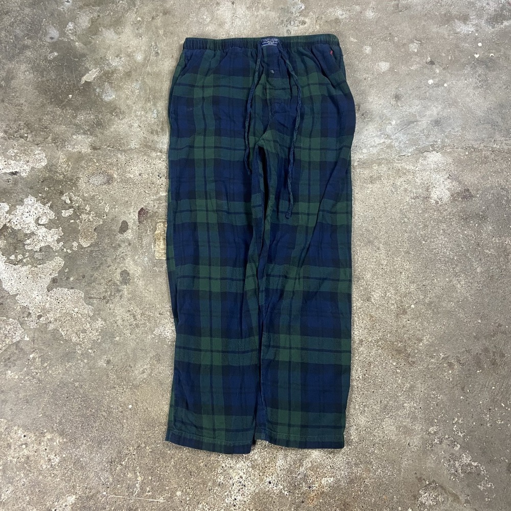 Polo Ralph Lauren Pajama Pants Size Large Green Flannel Red Pony Logo